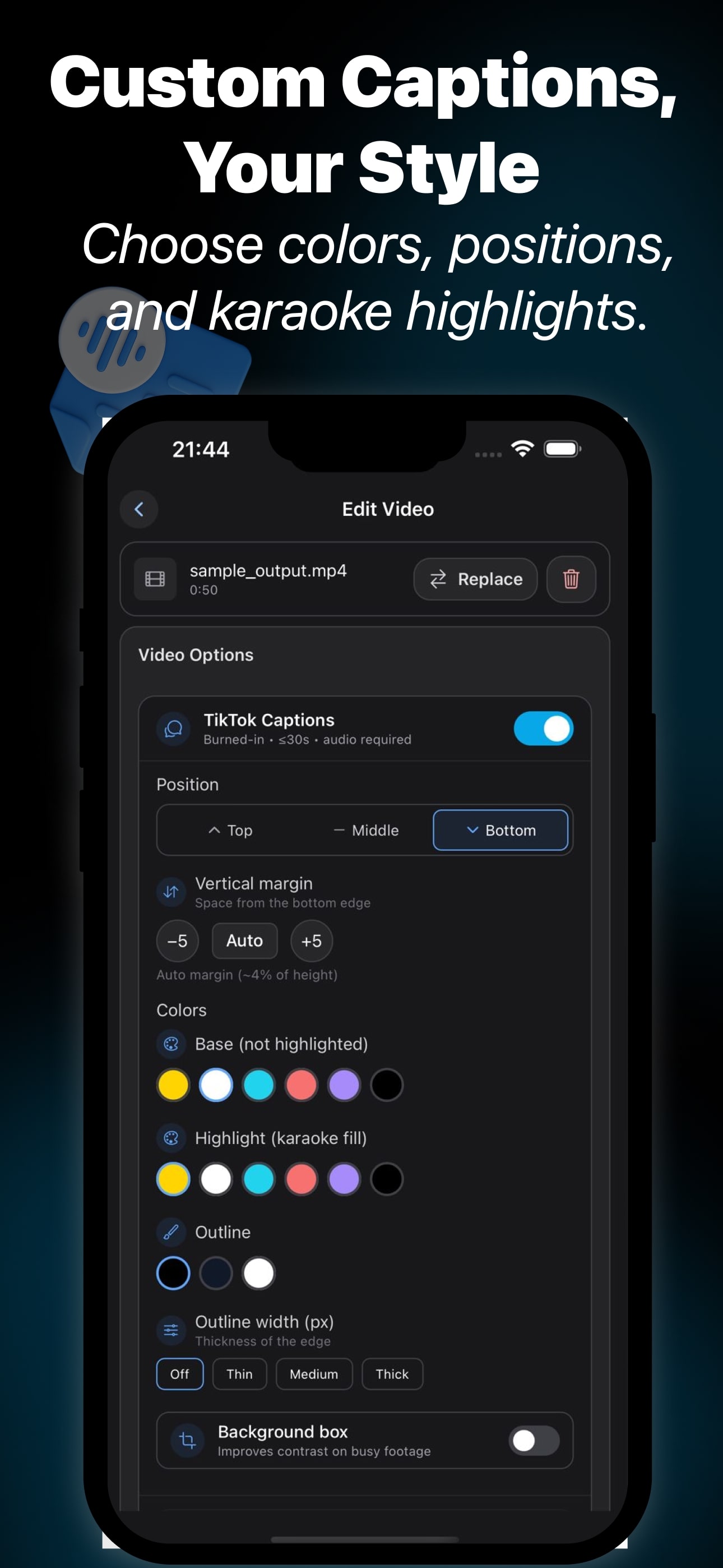 Export options